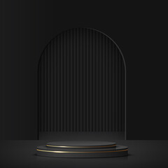 Abstract background with black and gold podium for presentation. Vector