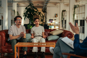 Couple during session with their psychotherapist