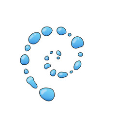 Blue fresh water print of pure rain drops in a cartoon simple style on the white background.