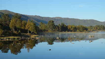 Lake and reflections at Geilo, Norway