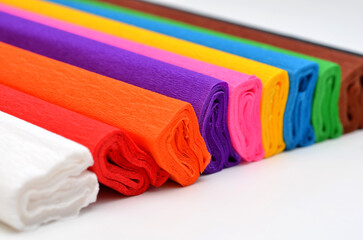 colored paper for design on a white background closeup