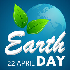 Earth day blue planet, vector art illustration.