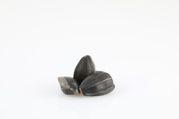Sunflower seeds isolated on white background. Full depth of field