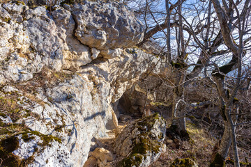 natural stone, an inert material used for construction and decorative finishing, close-up.