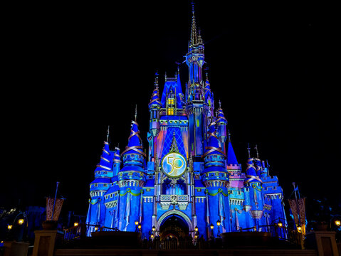 Cinderella Castle with night projections
