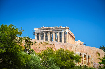 Fototapeta na wymiar Panoramic view of Acropolis Hill in Athens, capital of Greece.