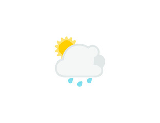 Sun Behind Rain Cloud vector flat emoticon. Isolated Sun Behind Rain Cloud illustration. Sun Behind Rain Cloud icon