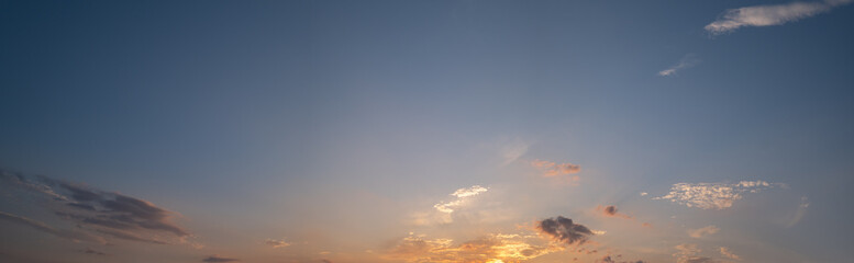 Summer sunset sky panorama background