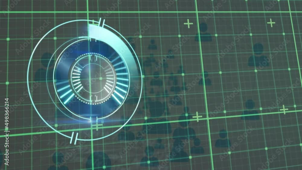 Poster animation of cscan scope over icons and green grid