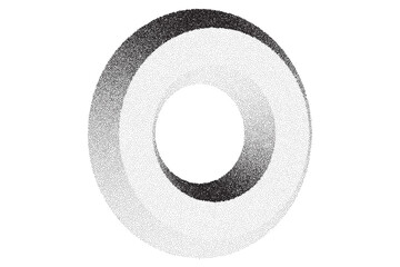 Dotwork 3d shape background. Sand grain effect. Black noise stipple dots. Abstract noise dotwork donut. Black dots grunge round elements. Stipple circles shape. Dotted vector