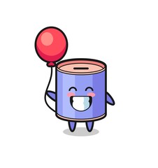 cylinder piggy bank mascot illustration is playing balloon