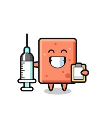 Mascot Illustration of brick as a doctor