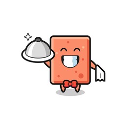 Character mascot of brick as a waiters