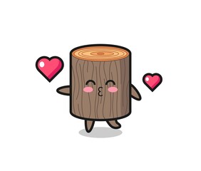 tree stump character cartoon with kissing gesture