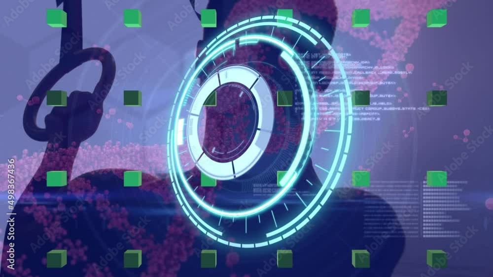 Poster animation of science data processing over sportsman