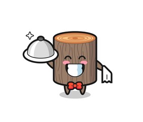 Character mascot of tree stump as a waiters