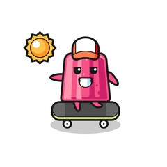 jelly character illustration ride a skateboard