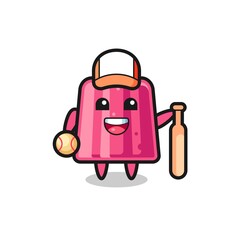 Cartoon character of jelly as a baseball player