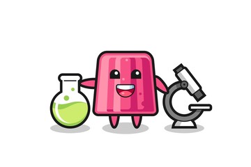 Mascot character of jelly as a scientist