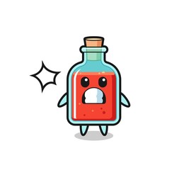 square poison bottle character cartoon with shocked gesture