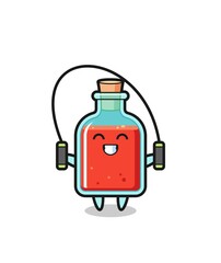 square poison bottle character cartoon with skipping rope