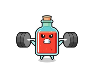 Fototapeta premium square poison bottle mascot cartoon with a barbell