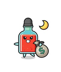 Illustration of square poison bottle cartoon is stolen the money