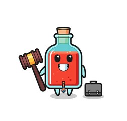 Illustration of square poison bottle mascot as a lawyer