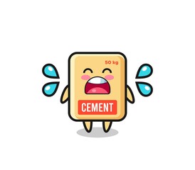 Obraz premium cement sack cartoon illustration with crying gesture