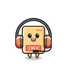Naklejka premium Cartoon mascot of cement sack as a customer service