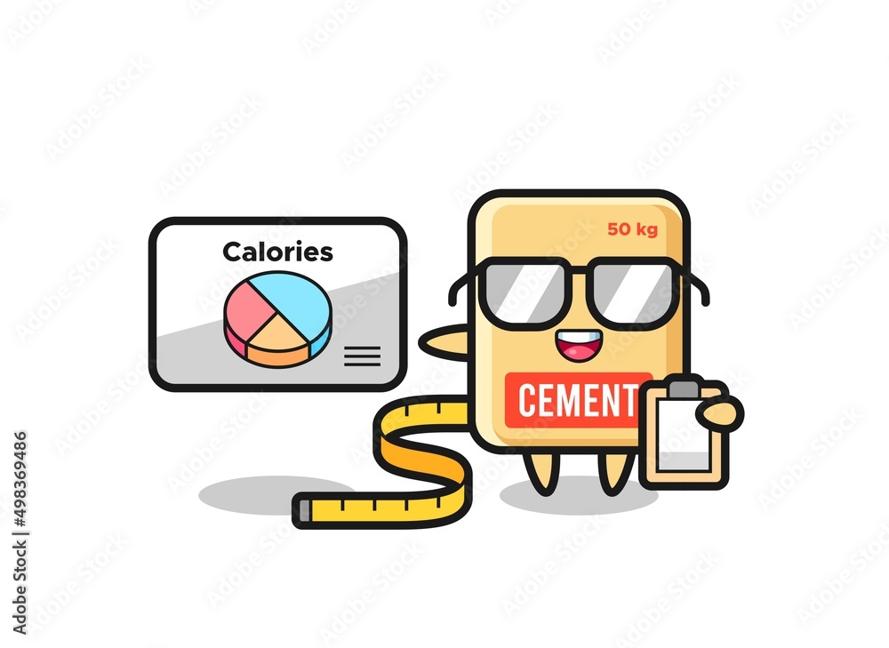 Wall mural Illustration of cement sack mascot as a dietitian