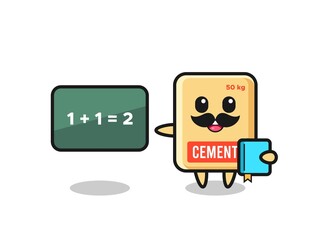 Illustration of cement sack character as a teacher
