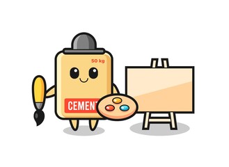 Fototapeta premium Illustration of cement sack mascot as a painter