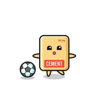 Illustration of cement sack cartoon is playing soccer