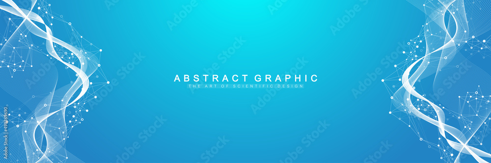 Poster Global network connection concept. Social network communication in the global business. Big data visualization. Internet technology. Vector illustration.