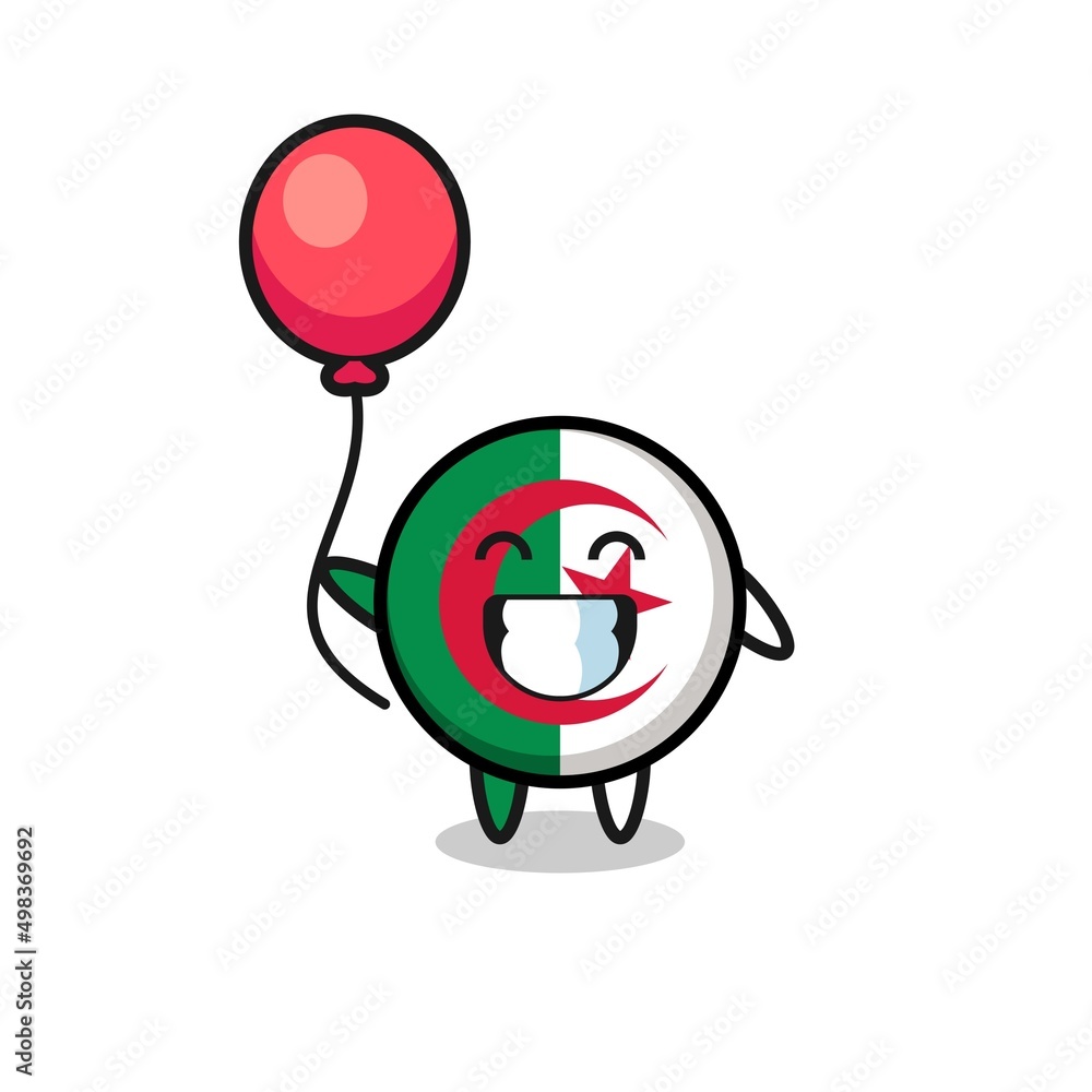 Wall mural algeria flag mascot illustration is playing balloon