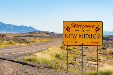 Welcome to New Mexico Sign along the Road - 498369630