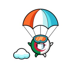 algeria flag mascot cartoon is skydiving with happy gesture