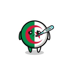 algeria flag mascot character with fever condition