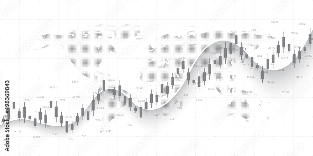 Poster financial chart background with uptrend line graph. business candle stick graph chart of stock marke