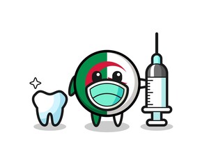 Mascot character of algeria flag as a dentist