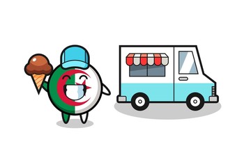 Mascot cartoon of algeria flag with ice cream truck