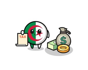 Character cartoon of algeria flag as a accountant