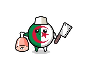 Illustration of algeria flag character as a butcher