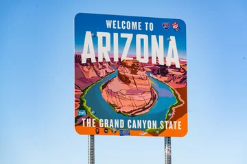 Crédence de cuisine en verre imprimé Arizona Welcome to Arizona Sign along the Road