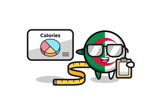 Illustration of algeria flag mascot as a dietitian