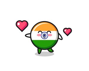 india character cartoon with kissing gesture