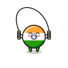 india character cartoon with skipping rope