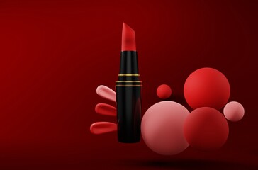 3 d render. lipstick mockup. beauty cosmetic. 3d illustration