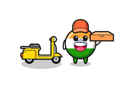 Character Illustration of india as a pizza deliveryman